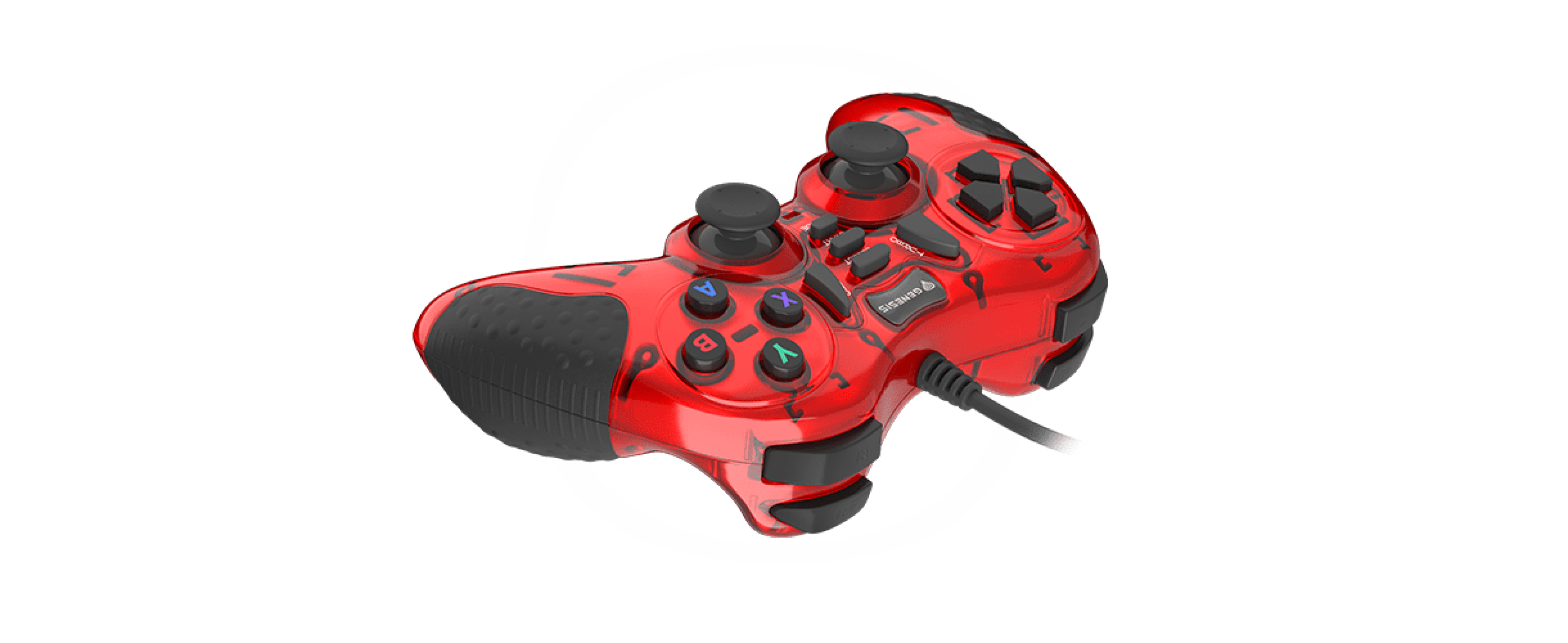 Ενσύρματο κόκκινο gamepad για PC με joystick, κουμπιά και εργονομικές λαβές